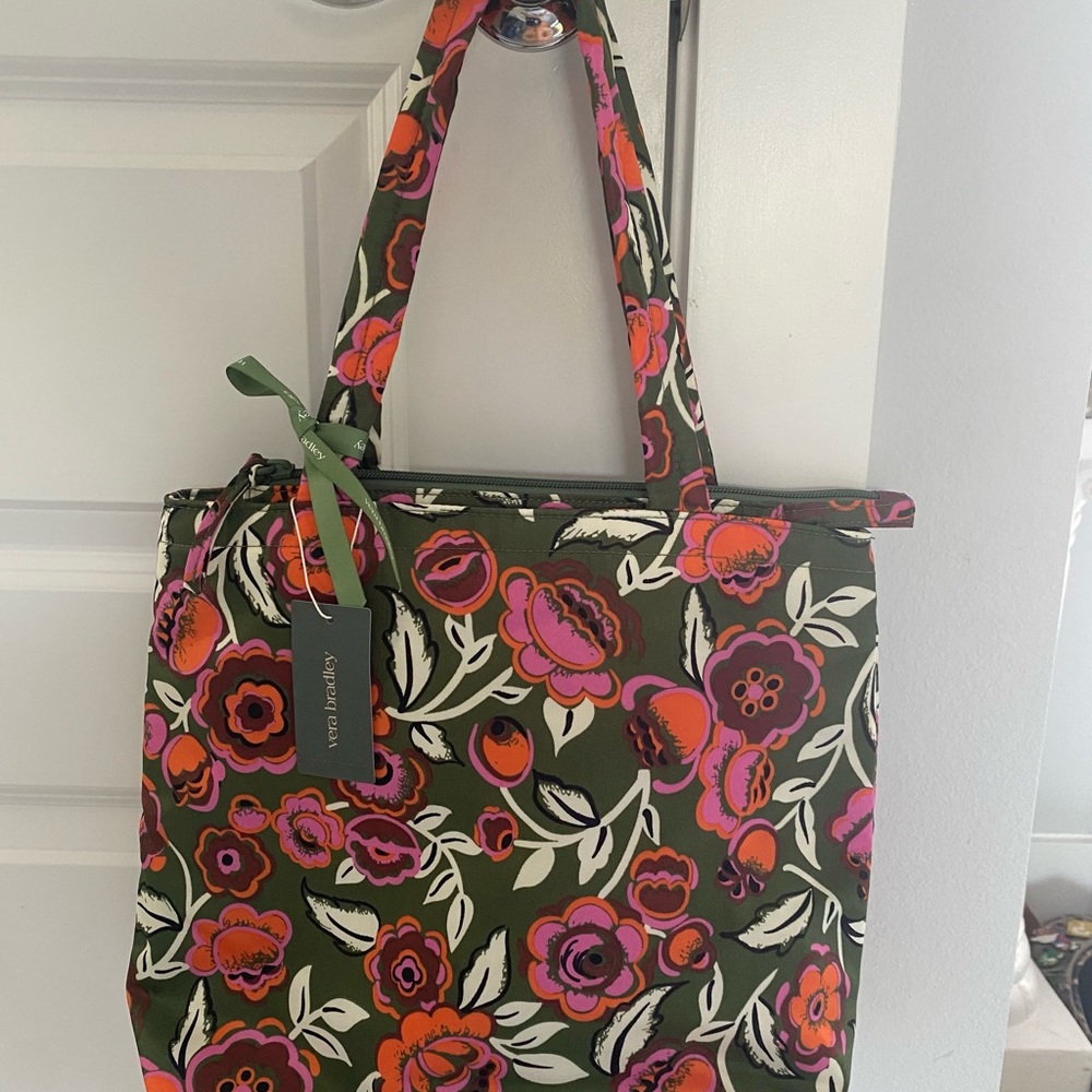 Vera Bradley Olive and Pink Floral Tote